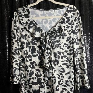 Cato Black and White Leopard Print Blouse